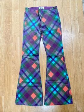 We The Free Argyle Plaid Flare Pants - Vibrant Purple, Teal & Coral